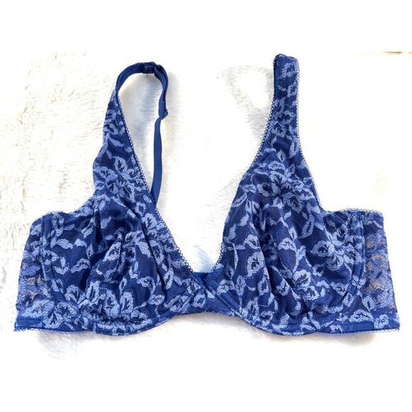 Blue Floral Flirtitude Medium Unlined Bra - Picture 2 of 4
